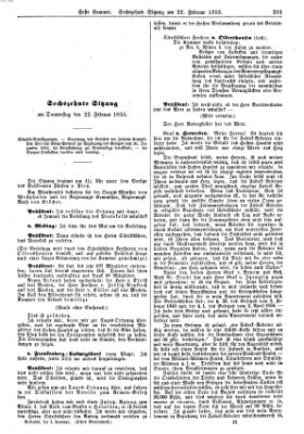 Verhandlungen der Ersten Kammer. Stenographische Berichte über die Verhandlungen der Ersten Kammer (Allgemeine preußische Staats-Zeitung) Donnerstag 22. Februar 1855