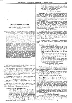 Verhandlungen der Ersten Kammer. Stenographische Berichte über die Verhandlungen der Ersten Kammer (Allgemeine preußische Staats-Zeitung) Dienstag 27. Februar 1855