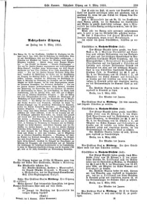 Verhandlungen der Ersten Kammer. Stenographische Berichte über die Verhandlungen der Ersten Kammer (Allgemeine preußische Staats-Zeitung) Freitag 9. März 1855