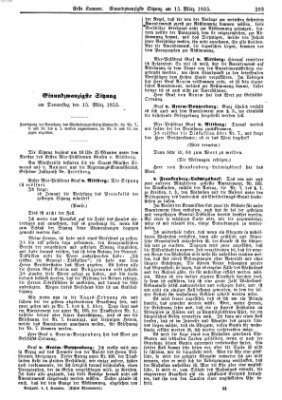 Verhandlungen der Ersten Kammer. Stenographische Berichte über die Verhandlungen der Ersten Kammer (Allgemeine preußische Staats-Zeitung) Donnerstag 15. März 1855