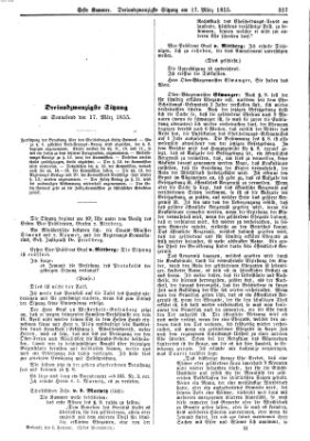 Verhandlungen der Ersten Kammer. Stenographische Berichte über die Verhandlungen der Ersten Kammer (Allgemeine preußische Staats-Zeitung) Samstag 17. März 1855