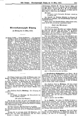 Verhandlungen der Ersten Kammer. Stenographische Berichte über die Verhandlungen der Ersten Kammer (Allgemeine preußische Staats-Zeitung) Montag 19. März 1855