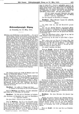 Verhandlungen der Ersten Kammer. Stenographische Berichte über die Verhandlungen der Ersten Kammer (Allgemeine preußische Staats-Zeitung) Donnerstag 29. März 1855