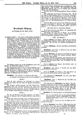 Verhandlungen der Ersten Kammer. Stenographische Berichte über die Verhandlungen der Ersten Kammer (Allgemeine preußische Staats-Zeitung) Dienstag 24. April 1855