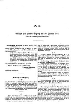 Verhandlungen der Ersten Kammer. Stenographische Berichte über die Verhandlungen der Ersten Kammer (Allgemeine preußische Staats-Zeitung) Samstag 20. Januar 1855