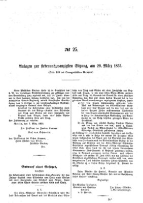 Verhandlungen der Ersten Kammer. Stenographische Berichte über die Verhandlungen der Ersten Kammer (Allgemeine preußische Staats-Zeitung) Donnerstag 29. März 1855