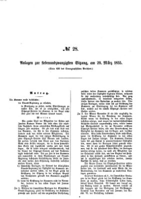 Verhandlungen der Ersten Kammer. Stenographische Berichte über die Verhandlungen der Ersten Kammer (Allgemeine preußische Staats-Zeitung) Donnerstag 29. März 1855