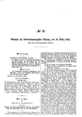 Verhandlungen der Ersten Kammer. Stenographische Berichte über die Verhandlungen der Ersten Kammer (Allgemeine preußische Staats-Zeitung) Donnerstag 29. März 1855