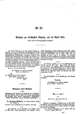 Verhandlungen der Ersten Kammer. Stenographische Berichte über die Verhandlungen der Ersten Kammer (Allgemeine preußische Staats-Zeitung) Dienstag 24. April 1855