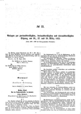 Verhandlungen der Ersten Kammer. Stenographische Berichte über die Verhandlungen der Ersten Kammer (Allgemeine preußische Staats-Zeitung) Montag 26. März 1855