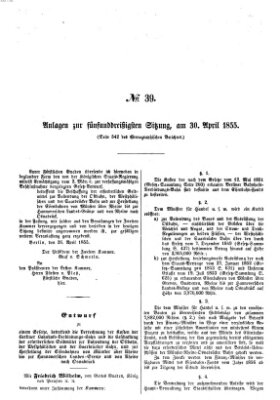 Verhandlungen der Ersten Kammer. Stenographische Berichte über die Verhandlungen der Ersten Kammer (Allgemeine preußische Staats-Zeitung) Montag 30. April 1855