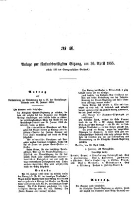 Verhandlungen der Ersten Kammer. Stenographische Berichte über die Verhandlungen der Ersten Kammer (Allgemeine preußische Staats-Zeitung) Montag 30. April 1855