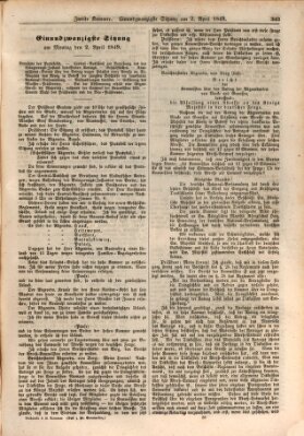 Verhandlungen der Zweiten Kammer. Stenographische Berichte über die Verhandlungen der Zweiten Kammer (Allgemeine preußische Staats-Zeitung) Montag 2. April 1849