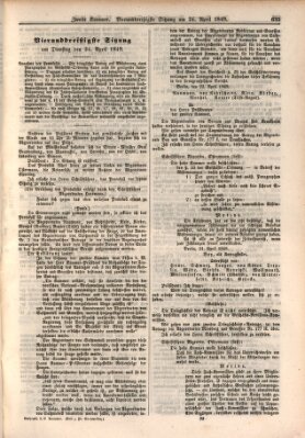 Verhandlungen der Zweiten Kammer. Stenographische Berichte über die Verhandlungen der Zweiten Kammer (Allgemeine preußische Staats-Zeitung) Dienstag 24. April 1849