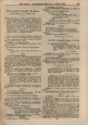 Verhandlungen der Zweiten Kammer. Stenographische Berichte über die Verhandlungen der Zweiten Kammer (Allgemeine preußische Staats-Zeitung) Mittwoch 17. Oktober 1849