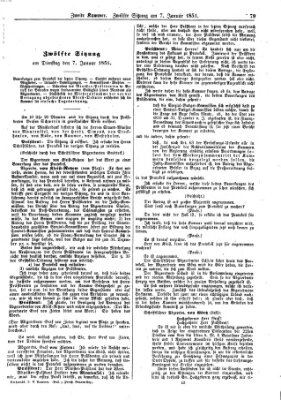 Verhandlungen der Zweiten Kammer. Stenographische Berichte über die Verhandlungen der Zweiten Kammer (Allgemeine preußische Staats-Zeitung) Dienstag 7. Januar 1851