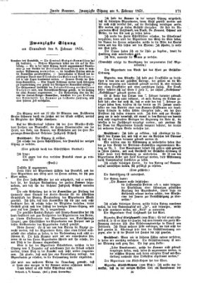 Verhandlungen der Zweiten Kammer. Stenographische Berichte über die Verhandlungen der Zweiten Kammer (Allgemeine preußische Staats-Zeitung) Samstag 8. Februar 1851