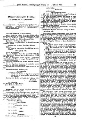 Verhandlungen der Zweiten Kammer. Stenographische Berichte über die Verhandlungen der Zweiten Kammer (Allgemeine preußische Staats-Zeitung) Dienstag 11. Februar 1851