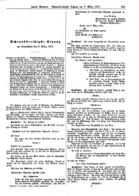 Verhandlungen der Zweiten Kammer. Stenographische Berichte über die Verhandlungen der Zweiten Kammer (Allgemeine preußische Staats-Zeitung) Samstag 8. März 1851