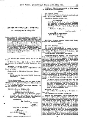 Verhandlungen der Zweiten Kammer. Stenographische Berichte über die Verhandlungen der Zweiten Kammer (Allgemeine preußische Staats-Zeitung) Donnerstag 20. März 1851