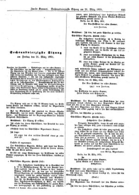 Verhandlungen der Zweiten Kammer. Stenographische Berichte über die Verhandlungen der Zweiten Kammer (Allgemeine preußische Staats-Zeitung) Freitag 21. März 1851