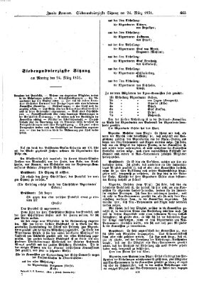 Verhandlungen der Zweiten Kammer. Stenographische Berichte über die Verhandlungen der Zweiten Kammer (Allgemeine preußische Staats-Zeitung) Montag 24. März 1851