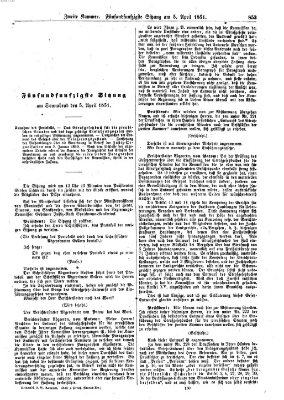 Verhandlungen der Zweiten Kammer. Stenographische Berichte über die Verhandlungen der Zweiten Kammer (Allgemeine preußische Staats-Zeitung) Samstag 5. April 1851