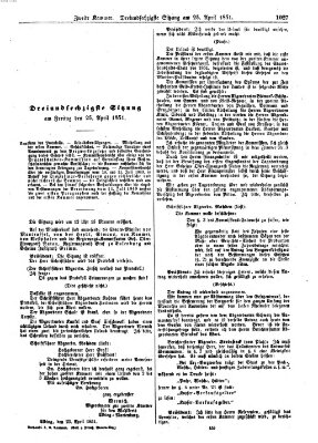 Verhandlungen der Zweiten Kammer. Stenographische Berichte über die Verhandlungen der Zweiten Kammer (Allgemeine preußische Staats-Zeitung) Freitag 25. April 1851