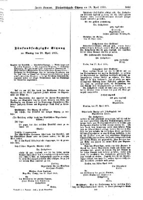 Verhandlungen der Zweiten Kammer. Stenographische Berichte über die Verhandlungen der Zweiten Kammer (Allgemeine preußische Staats-Zeitung) Montag 28. April 1851