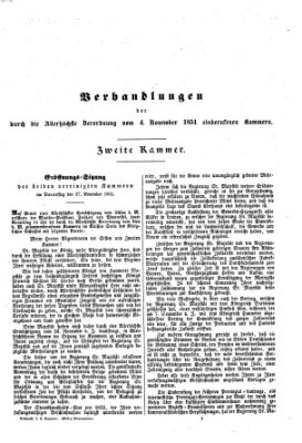 Verhandlungen der Zweiten Kammer. Stenographische Berichte über die Verhandlungen der Zweiten Kammer (Allgemeine preußische Staats-Zeitung) Donnerstag 27. November 1851