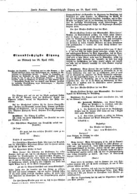 Verhandlungen der Zweiten Kammer. Stenographische Berichte über die Verhandlungen der Zweiten Kammer (Allgemeine preußische Staats-Zeitung) Mittwoch 28. April 1852