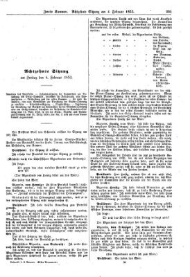 Verhandlungen der Zweiten Kammer. Stenographische Berichte über die Verhandlungen der Zweiten Kammer (Allgemeine preußische Staats-Zeitung) Freitag 4. Februar 1853