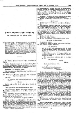 Verhandlungen der Zweiten Kammer. Stenographische Berichte über die Verhandlungen der Zweiten Kammer (Allgemeine preußische Staats-Zeitung) Donnerstag 10. Februar 1853