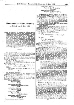 Verhandlungen der Zweiten Kammer. Stenographische Berichte über die Verhandlungen der Zweiten Kammer (Allgemeine preußische Staats-Zeitung) Mittwoch 16. März 1853