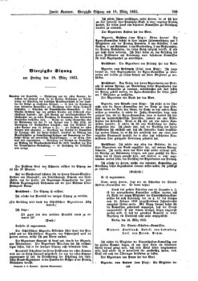 Verhandlungen der Zweiten Kammer. Stenographische Berichte über die Verhandlungen der Zweiten Kammer (Allgemeine preußische Staats-Zeitung) Freitag 18. März 1853