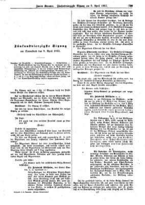 Verhandlungen der Zweiten Kammer. Stenographische Berichte über die Verhandlungen der Zweiten Kammer (Allgemeine preußische Staats-Zeitung) Samstag 9. April 1853