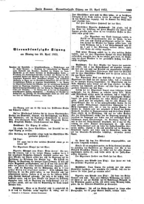 Verhandlungen der Zweiten Kammer. Stenographische Berichte über die Verhandlungen der Zweiten Kammer (Allgemeine preußische Staats-Zeitung) Montag 25. April 1853