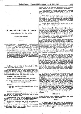 Verhandlungen der Zweiten Kammer. Stenographische Berichte über die Verhandlungen der Zweiten Kammer (Allgemeine preußische Staats-Zeitung) Dienstag 10. Mai 1853