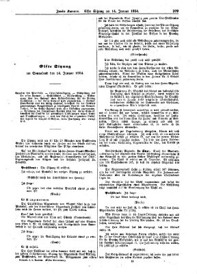 Verhandlungen der Zweiten Kammer. Stenographische Berichte über die Verhandlungen der Zweiten Kammer (Allgemeine preußische Staats-Zeitung) Samstag 14. Januar 1854