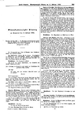 Verhandlungen der Zweiten Kammer. Stenographische Berichte über die Verhandlungen der Zweiten Kammer (Allgemeine preußische Staats-Zeitung) Samstag 11. Februar 1854