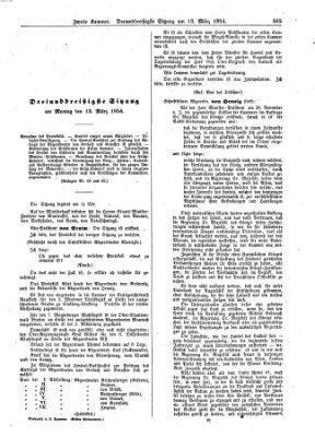 Verhandlungen der Zweiten Kammer. Stenographische Berichte über die Verhandlungen der Zweiten Kammer (Allgemeine preußische Staats-Zeitung) Montag 13. März 1854