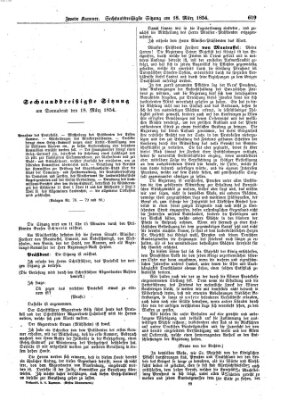 Verhandlungen der Zweiten Kammer. Stenographische Berichte über die Verhandlungen der Zweiten Kammer (Allgemeine preußische Staats-Zeitung) Samstag 18. März 1854