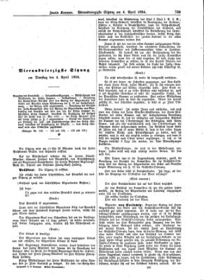 Verhandlungen der Zweiten Kammer. Stenographische Berichte über die Verhandlungen der Zweiten Kammer (Allgemeine preußische Staats-Zeitung) Dienstag 4. April 1854