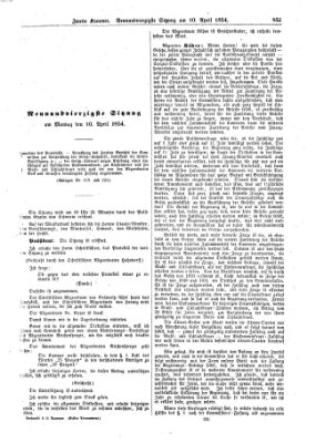 Verhandlungen der Zweiten Kammer. Stenographische Berichte über die Verhandlungen der Zweiten Kammer (Allgemeine preußische Staats-Zeitung) Montag 10. April 1854