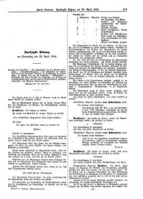 Verhandlungen der Zweiten Kammer. Stenographische Berichte über die Verhandlungen der Zweiten Kammer (Allgemeine preußische Staats-Zeitung) Donnerstag 20. April 1854