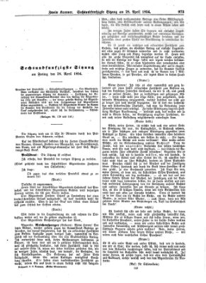 Verhandlungen der Zweiten Kammer. Stenographische Berichte über die Verhandlungen der Zweiten Kammer (Allgemeine preußische Staats-Zeitung) Freitag 28. April 1854