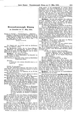 Verhandlungen der Zweiten Kammer. Stenographische Berichte über die Verhandlungen der Zweiten Kammer (Allgemeine preußische Staats-Zeitung) Samstag 17. März 1855