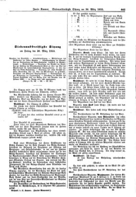 Verhandlungen der Zweiten Kammer. Stenographische Berichte über die Verhandlungen der Zweiten Kammer (Allgemeine preußische Staats-Zeitung) Freitag 30. März 1855