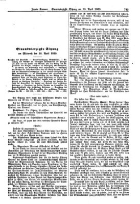 Verhandlungen der Zweiten Kammer. Stenographische Berichte über die Verhandlungen der Zweiten Kammer (Allgemeine preußische Staats-Zeitung) Mittwoch 18. April 1855