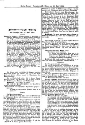 Verhandlungen der Zweiten Kammer. Stenographische Berichte über die Verhandlungen der Zweiten Kammer (Allgemeine preußische Staats-Zeitung) Donnerstag 19. April 1855